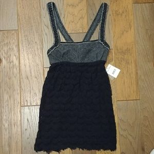 Free People Beaded Tweed ans Lace Mini Dress
